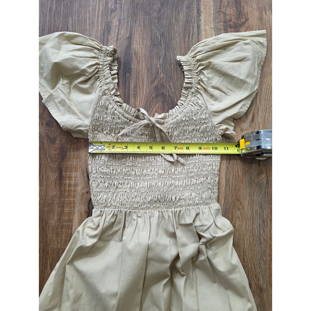 Gap Smocked Babydoll Puff Sleeve Mini Dress Cream Size XXS - Picture 8 of 8